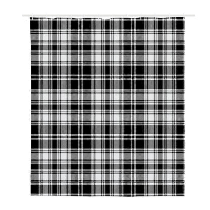 Black And White Plaid Pattern Print Polyester Shower Curtain
