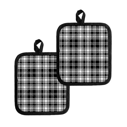 Black And White Plaid Pattern Print Pot Holders