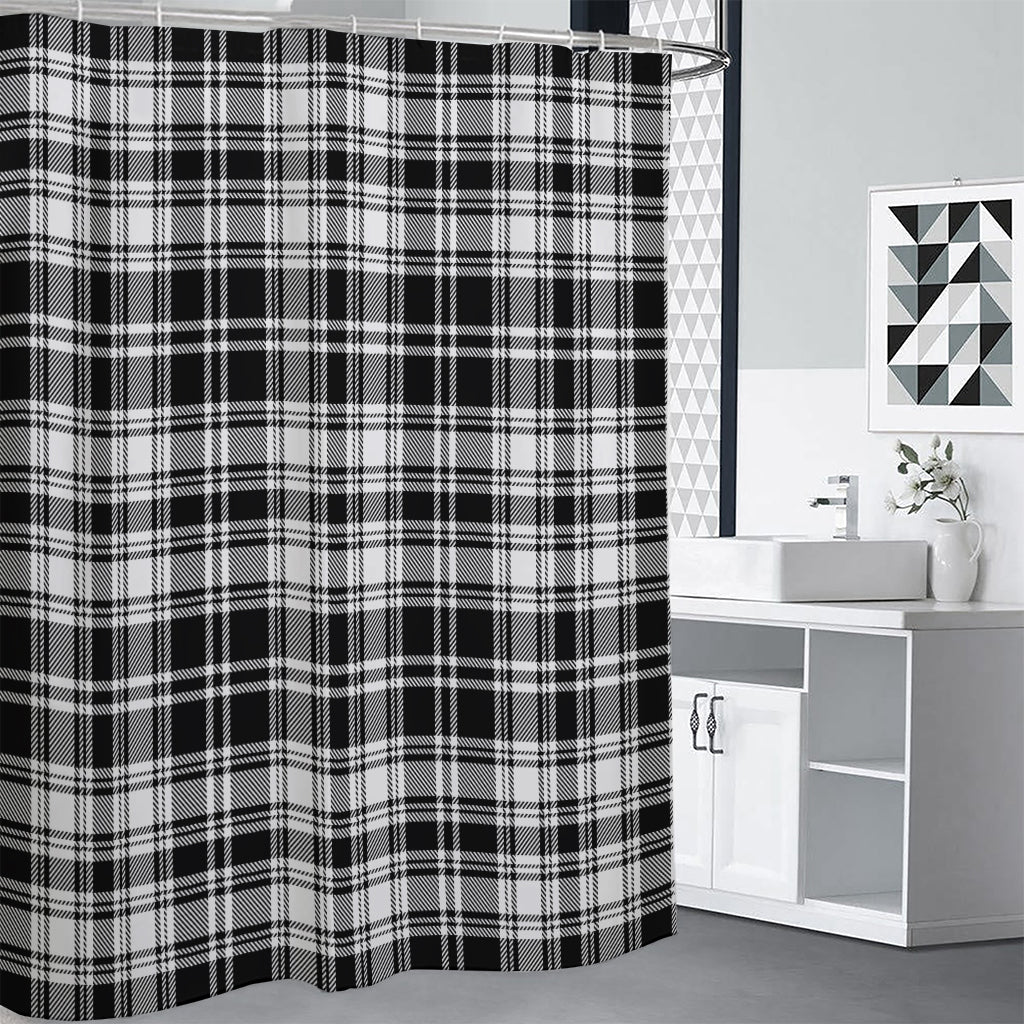 Black And White Plaid Pattern Print Premium Shower Curtain