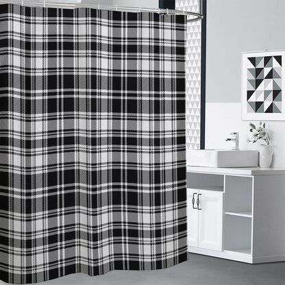 Black And White Plaid Pattern Print Premium Shower Curtain