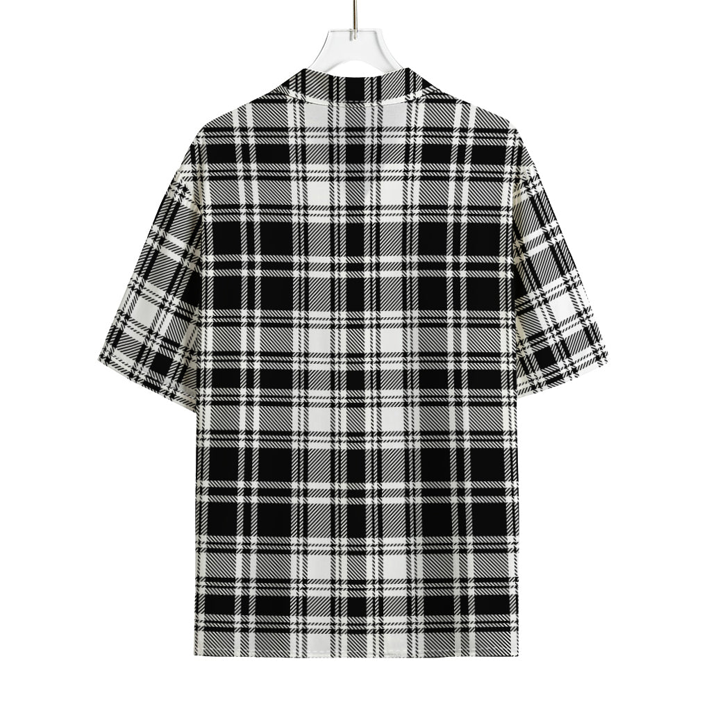 Black And White Plaid Pattern Print Rayon Hawaiian Shirt