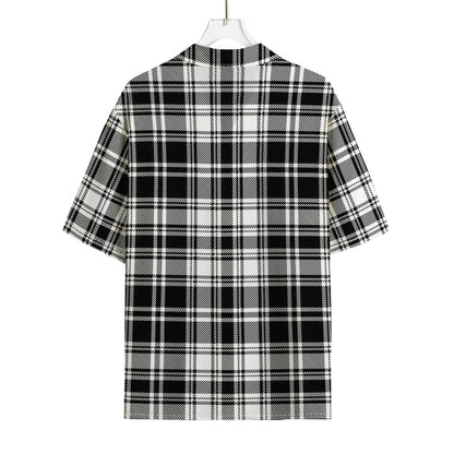 Black And White Plaid Pattern Print Rayon Hawaiian Shirt