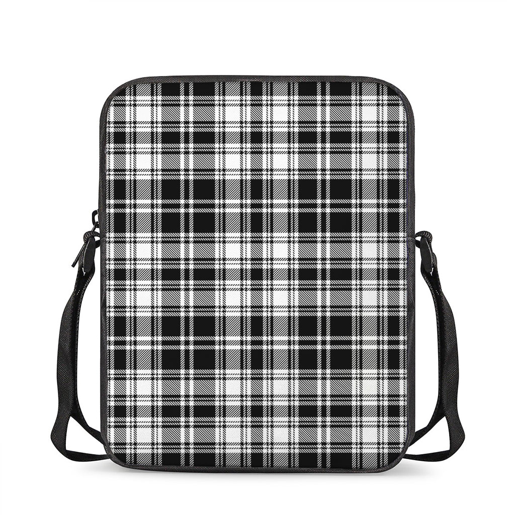 Black And White Plaid Pattern Print Rectangular Crossbody Bag