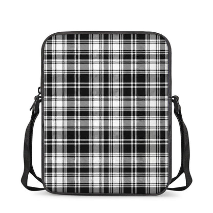 Black And White Plaid Pattern Print Rectangular Crossbody Bag