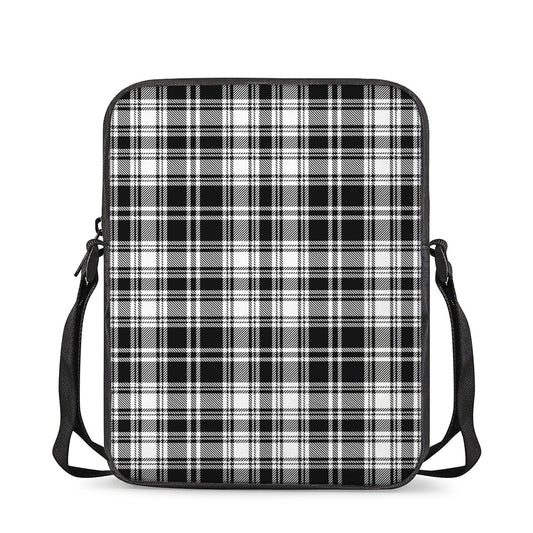 Black And White Plaid Pattern Print Rectangular Crossbody Bag
