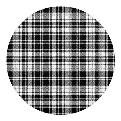 Black And White Plaid Pattern Print Round Blanket