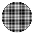Black And White Plaid Pattern Print Round Floor Mat
