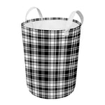 Black And White Plaid Pattern Print Round Laundry Basket