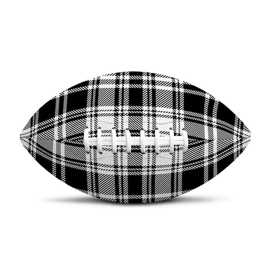 Black And White Plaid Pattern Print Rugby Ball