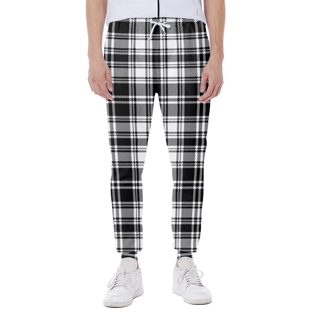 Black And White Plaid Pattern Print Scuba Joggers