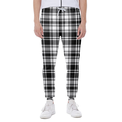 Black And White Plaid Pattern Print Scuba Joggers