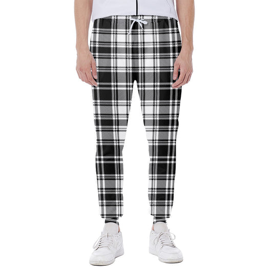 Black And White Plaid Pattern Print Scuba Joggers