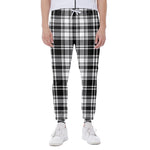 Black And White Plaid Pattern Print Scuba Joggers