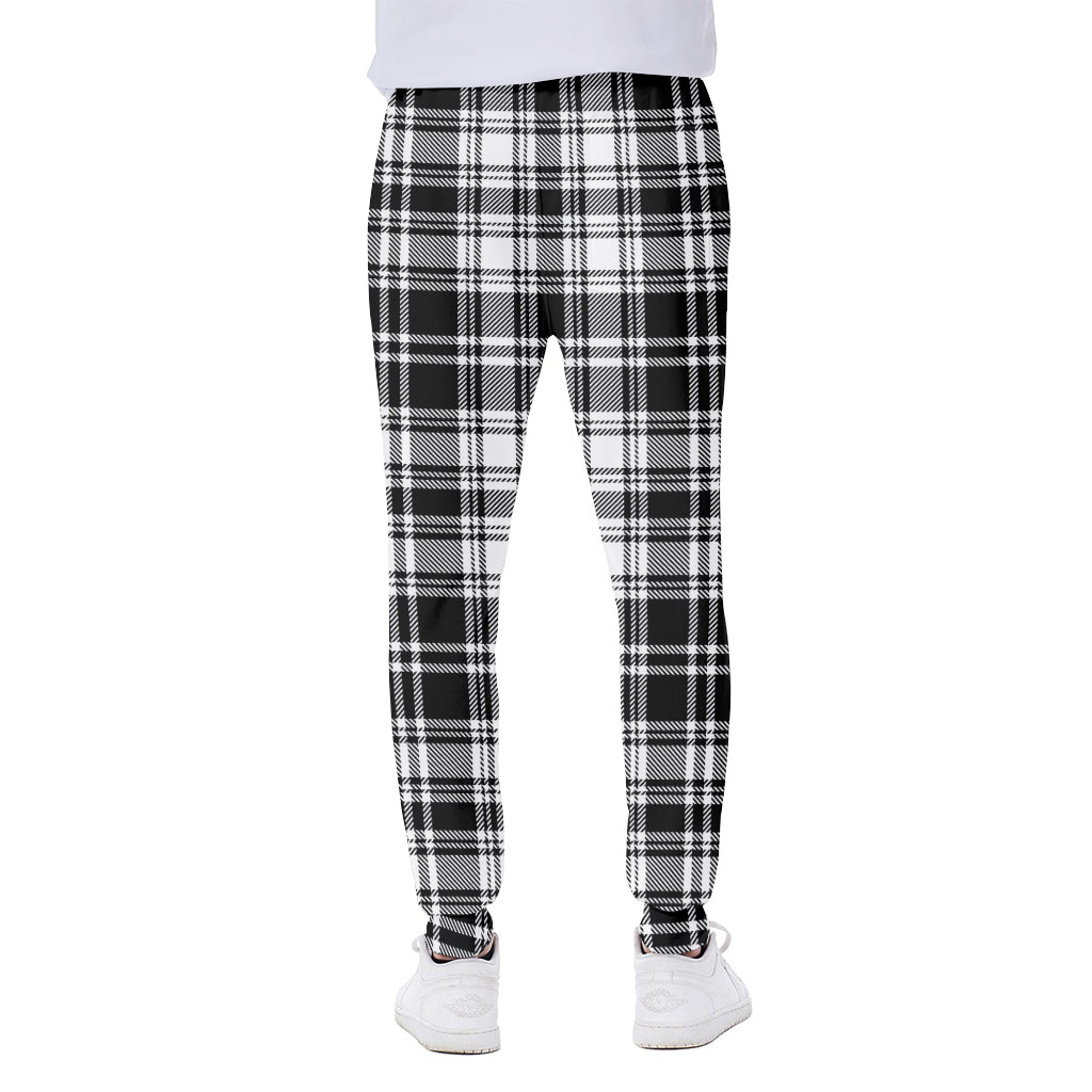 Black And White Plaid Pattern Print Scuba Joggers