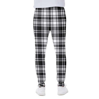 Black And White Plaid Pattern Print Scuba Joggers
