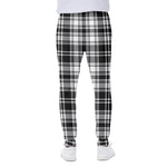 Black And White Plaid Pattern Print Scuba Joggers