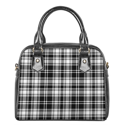 Black And White Plaid Pattern Print Shoulder Handbag