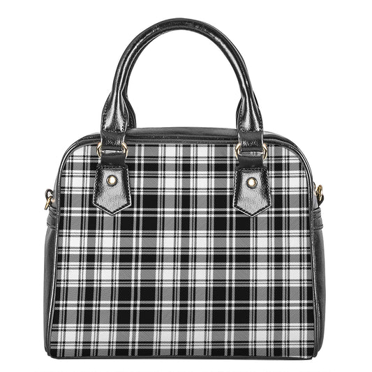 Black And White Plaid Pattern Print Shoulder Handbag