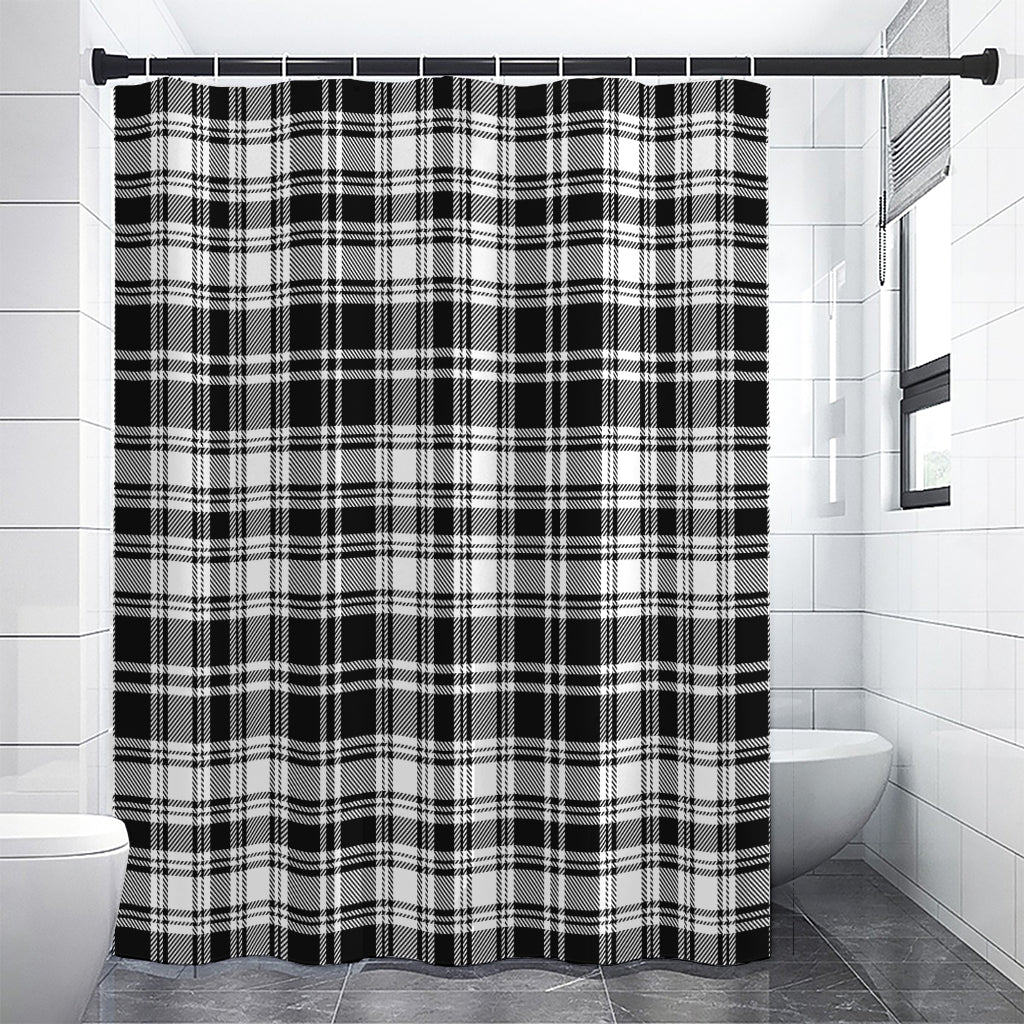 Black And White Plaid Pattern Print Shower Curtain