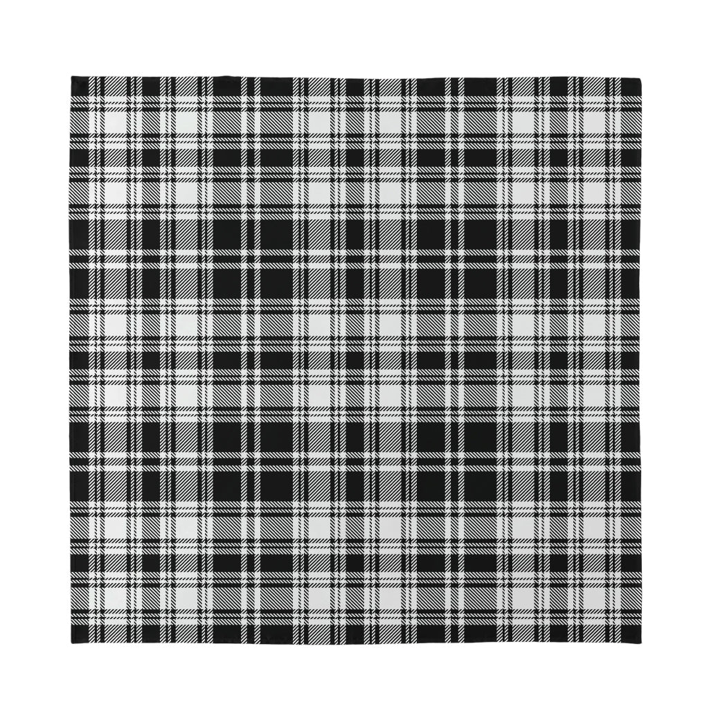 Black And White Plaid Pattern Print Silk Bandana