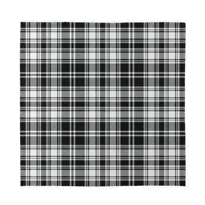 Black And White Plaid Pattern Print Silk Bandana