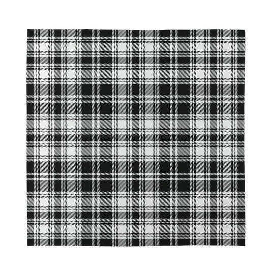 Black And White Plaid Pattern Print Silk Bandana