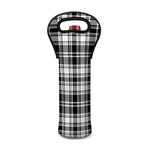 Black And White Plaid Pattern Print Single Neoprene Wine Tote