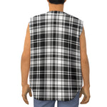 Black And White Plaid Pattern Print Sleeveless Baseball Jersey