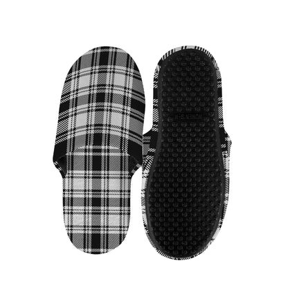 Black And White Plaid Pattern Print Slippers