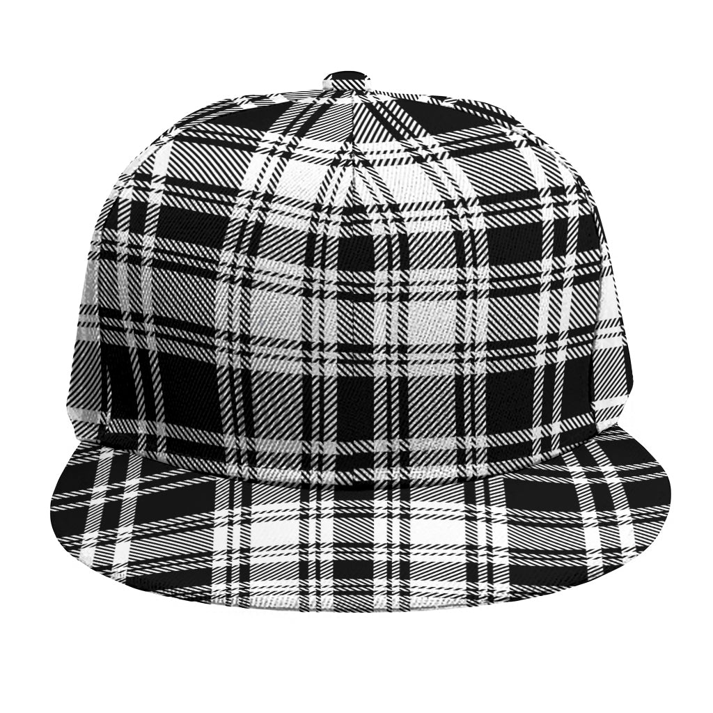 Black And White Plaid Pattern Print Snapback Cap