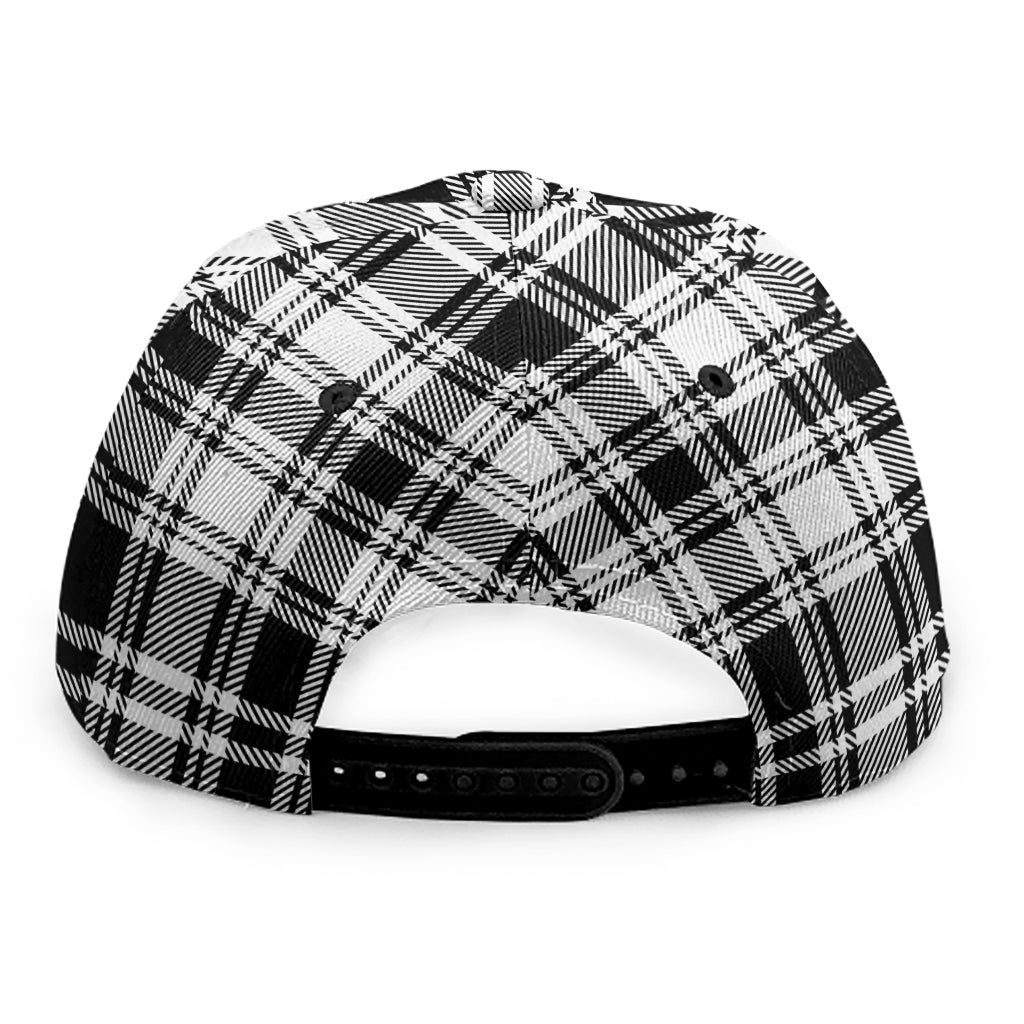 Black And White Plaid Pattern Print Snapback Cap