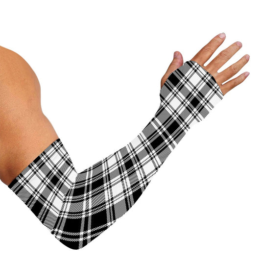 Black And White Plaid Pattern Print Sun Protection Arm Sleeves