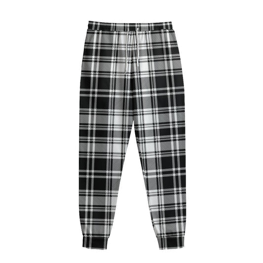 Black And White Plaid Pattern Print Sweatpants