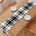 Black And White Plaid Pattern Print Table Runner