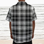Black And White Plaid Pattern Print Textured Short Sleeve Shirt