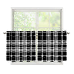 Black And White Plaid Pattern Print Tier Curtains