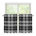 Black And White Plaid Pattern Print Tier Curtains