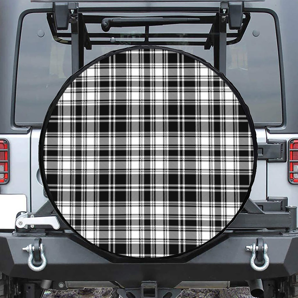 Black And White Plaid Pattern Print Tire Cover