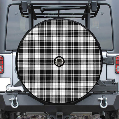 Black And White Plaid Pattern Print Tire Cover With Camera Hole