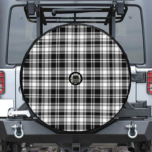 Black And White Plaid Pattern Print Tire Cover With Camera Hole