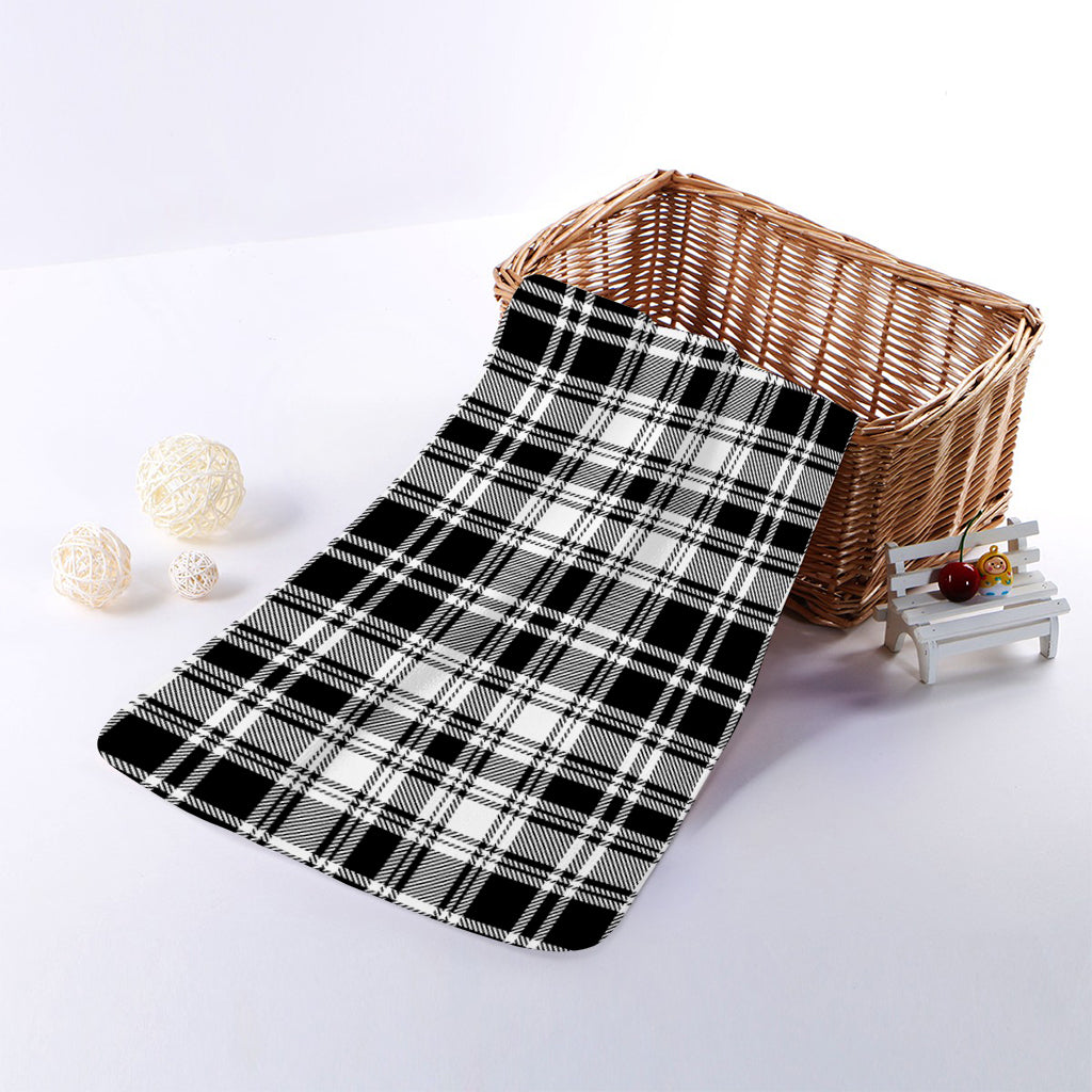 Black And White Plaid Pattern Print Towel