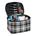 Black And White Plaid Pattern Print Travel Makeup Bag