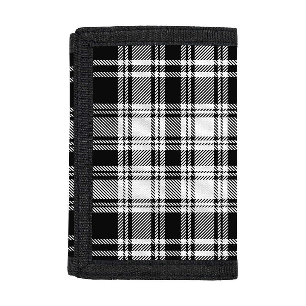Black And White Plaid Pattern Print Trifold Wallet