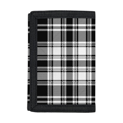 Black And White Plaid Pattern Print Trifold Wallet