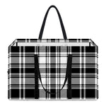 Black And White Plaid Pattern Print Utility Tote Bag