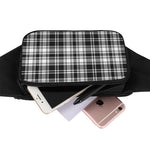 Black And White Plaid Pattern Print Waist Bag