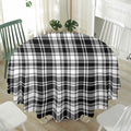 Black And White Plaid Pattern Print Waterproof Round Tablecloth
