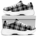 Black And White Plaid Pattern Print White Chunky Shoes