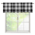 Black And White Plaid Pattern Print Window Valance