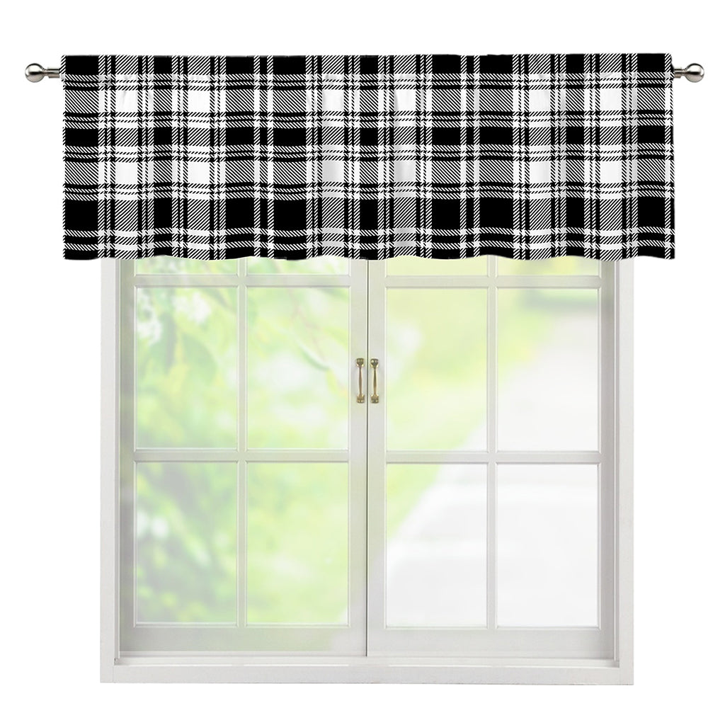 Black And White Plaid Pattern Print Window Valance